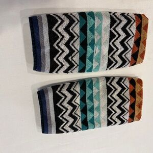 Missoni Home Zigzag Hand Towels (Set of 2) | Black Blue Orange | Luxury Italian